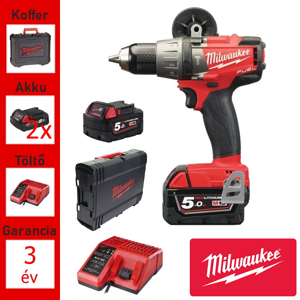 Milwaukee 18V akkus ütvefúró-csavarozó 135 Nm + 2akku, töltő